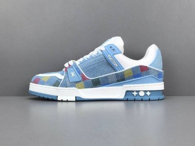 渠道优势， ！ 专柜版：驴牌 Louis Vuitton 路易威登 Lv Trainer 低帮休闲板鞋 尺码： 38 39 40 41 42 43 44 45