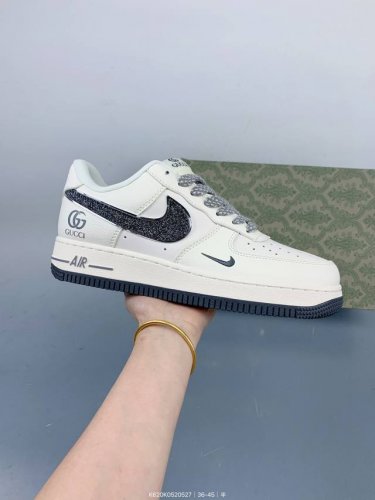 古驰联名 白黑灰勾 夏季清新配色 海外限量发售 公司级Nike Air Force 1 07 Low 空军一号 低帮 运动鞋 休闲鞋 折边针车 工艺难度大 原楦