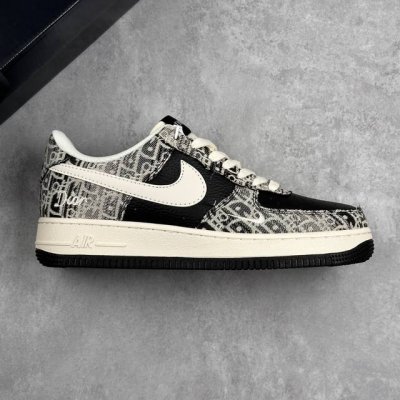 本地 核心私 Nike Air Force 1'07 Low 迪奥联名 花纹黑白勾 空军一号低帮休闲板鞋 #原楦头原纸板 原装鞋盒 定制五金配件 内置全掌气垫