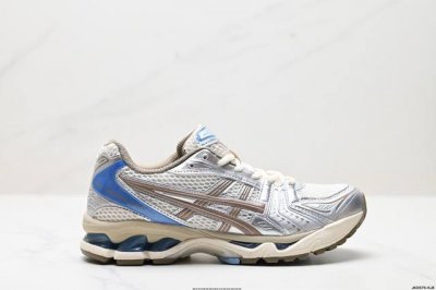 公司级Asics 亚瑟士 透气网眼鞋面配合部分合成革材质 采用全新Ahar+橡胶材质,更加耐磨日本专业跑鞋品牌 Asics 亚瑟士 Gel-Kayano 14