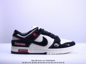 海外爆款限量发售！公司级 Nike SB Dunk Low“SUP联名 黑白黑勾” 周年高端定制 低帮休闲板鞋 定制鞋盒 大厂纯原品质出货 超高清洁度 皮料切割