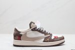 公司级Aj1倒勾Travis Scott X Air Jordan 1 ” Reverse Mocha “ Aj1乔1 Ts 闪电 联名倒钩 低帮文化篮球鞋 完