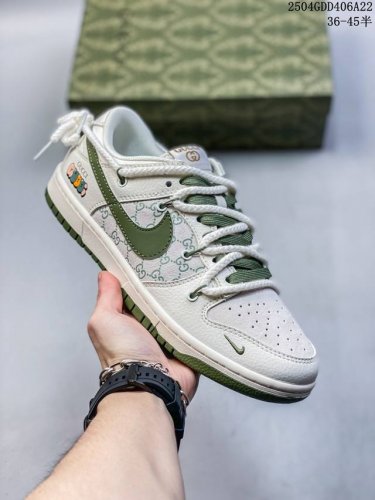 海外爆款限量发售！公司级 Nike Sb Dunk Low“ 古驰联名 米绿插花” 周年高端定制 低帮休闲板鞋 定制鞋盒 大厂纯原品质出货 超高清洁度 皮料切割