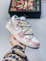 公司级头层！耐克nike Air Jordan 1 Low Aj1 乔1 解构绑带低帮潮流缓运动休闲板鞋。Aj1 低帮拼接 完美版型真头层牛皮# 内置缓震气垫