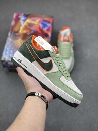 秋冬新品 公司级 Nike Air Force 1 Low ’07 橙绿麂皮空军一号低帮休闲板鞋 原厂麂皮 原楦原纸板 纯正版型 正品nfc感应芯片 高清洁度