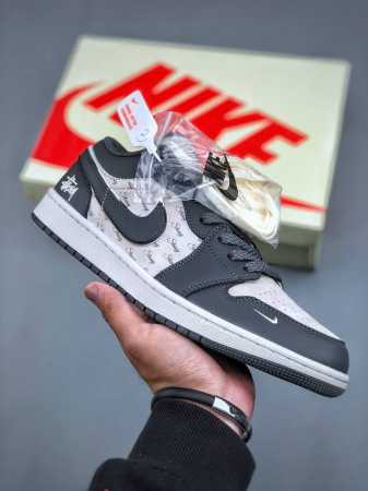 Air Jordan 1 Low Aj1 乔1 斯图西联名-信号黑 高端定制 低帮复古篮球鞋 Xx3 -966 #定制鞋盒 大厂纯原品质出货 超高清洁度 皮料切 - 点击图像关闭