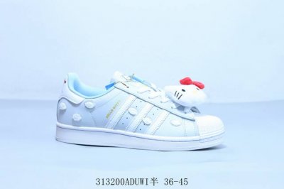 阿迪达斯Adidas三叶草 Originals Superstar 贝壳头系列低帮经典百搭休闲运动板鞋白蓝 凯特猫 货号I66921 313200Aduwi半