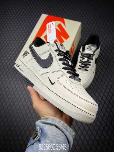 Nk Air Force 1'07 Low 耐克联名 黑线双色底 空军一号低帮休闲板鞋 Ch6336-515 #原楦头原纸板 原装鞋盒 定制五金配件 内置全掌气