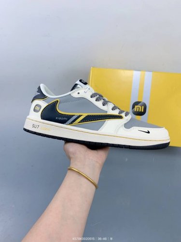 公司级Aj1倒勾Travis Scott X Air Jordan 1 ” Reverse Mocha “ Aj1乔1 Ts 闪电 联名倒钩 低帮文化篮球鞋 完