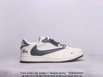 公司级aj1倒勾travis Scott X Air Jordan 1 ” Reverse Mocha “ Aj1乔1 Ts 闪电 联名倒钩 低帮文化篮球鞋 完