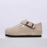 RA 童鞋 博肯Birkenstock 栗色 勃肯全包系列 勃肯伦敦系列低帮牛皮绒面革平底复古软木休闲鞋！！！