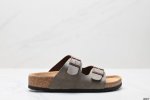 公司级Birkenstock勃肯拖鞋系列 凉拖鞋休闲沙滩凉鞋 牛皮绒面革软底双扣拖鞋 货号:051751 尺码:35-45 Id:Jed538-Fj D