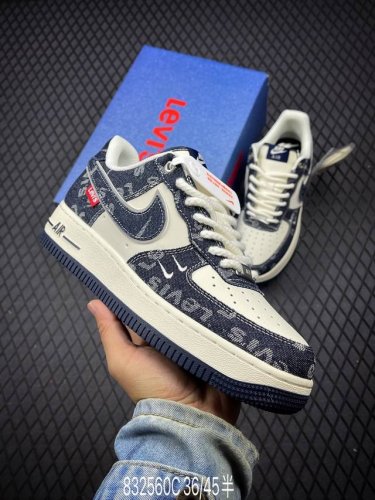 Nk Air Force 1'07 Low 李维斯联名-深蓝牛仔 空军一号 低帮休闲板鞋 SJ6698-002 #原楦头原纸板 原装鞋盒 定制五金配件 内置全掌
