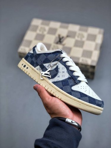Nike Sb Dunk Low Lv联名-牛仔方格 周年高端定制 低帮休闲板鞋 Jh8310-949 #定制鞋盒 大厂纯原品质出货 超高清洁度 皮料切割干净无