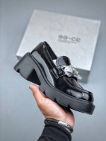 新晋潮流鞋靴品牌Ggcc夏季新款 6.5Cm 增高 波士顿学院 Gg-Cc 学院风小皮鞋 复古英伦风一脚蹬百搭 厚底乐福鞋 女款 黑色 夏季踏青舒适度和少女感我
