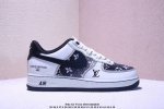 海外限量发售！公司级Nike Air Force 1 '07 Low “Lv联名--奶白黑”空军一号 低帮 运动鞋 休闲鞋 折边针车 工艺难度大 原楦头原纸板