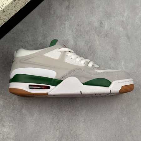 本地 核心私 Air Jordan 4 Remastered Aj4 乔4重制生胶灰白绿 低帮休闲运动鞋 #改造后的设计采用了别致的白色、由纺织网布、皮革和麂皮 - 点击图像关闭