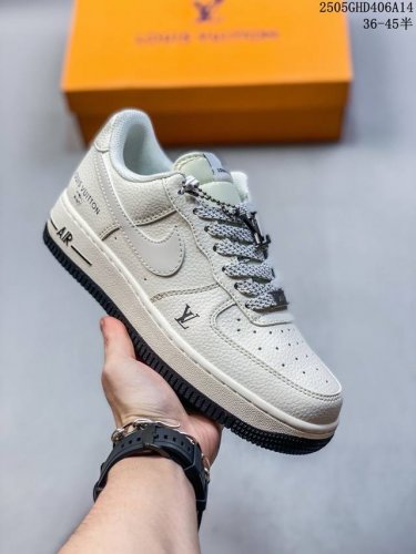 海外限量发售！公司级Nike Air Force 1 '07 Low “Lv联名 米白黑底”空军一号 低帮 运动鞋 休闲鞋 折边针车 工艺难度大 原楦头原纸板