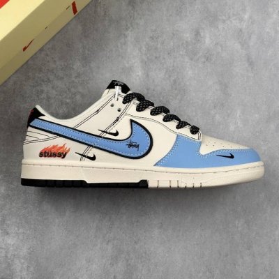 本地 核心私 Nike Sb Dunk Low 斯图西联名 双拼黑蓝 周年高端定制 低帮休闲板鞋 #定制鞋盒 大厂纯原品质出货 超高清洁度 皮料切割干净无任何毛