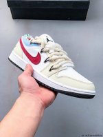 公司级头层！耐克Nike Air Jordan 1 Low Aj1 乔1 解构绑带低帮潮流缓运动休闲板鞋。Aj1 低帮拼接 完美版型真头层牛皮# 内置缓震气垫