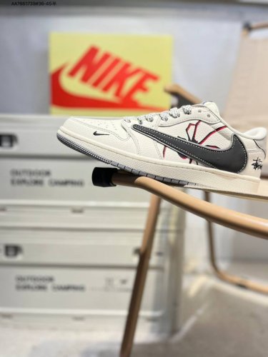 公司级头层皮斯图西 X 乔丹Air Jordan 1 Low Aj1低帮系列篮球鞋 官方同步配色 原装级产物 #拒绝公底 立体鞋型 细节完美 高清洁度Hs806