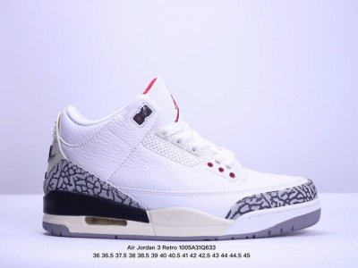 Air Jordan 3 Retro 复刻白水泥 Aj3 乔丹3代 Aj3 乔3 经典复刻白水泥 乔丹篮球鞋 头层 货号:Dn3707- Xm 5Q633