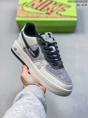 290 海外爆款限量发售！高端定制Nike Air Force 1 '07 Low 暴力熊联名——— 三小钩白黑印花 高端定制 低帮休闲板鞋 定制鞋盒 大厂纯原