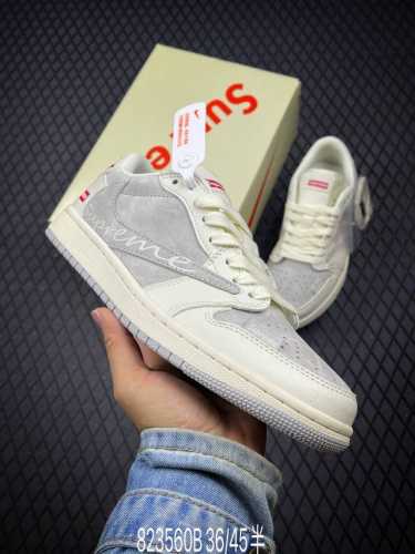 Travis Scott X Fragment Design X Air Jordan 1 Low Og Sp Aj1 乔1 Sup联名-织布标米灰 低帮文化休
