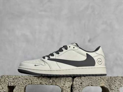 Travis Scott x Fragment Design x Air Jordan 1 Low OG SP AJ1 乔1 闪电联名-极简灰 低帮文化休闲板鞋