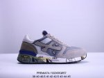 Premiata 普拉米亚达 男鞋原单出口品质，采用皮革饰片组合固色翻毛皮与复合牛津布鞋面材质，内衬搭载皮革贴附缓震脚垫，中底eva缓震组合耐磨橡胶鞋底意大利高