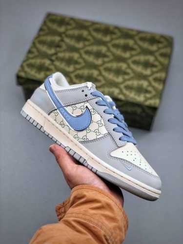 Nike Sb Dunk Low X Gucci 白灰蓝小钩纯原大厂出品 极力推荐原装头层材料 独家版型蒸餾加工帶來的是更好的视觉和脚感体验大厂纯原品质出货 清