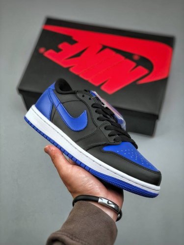 Air Jordan 1 Low Aj1 乔1皇家蓝 低帮文化休闲运动板鞋 Ib198 4 市场唯一独家头层皮打造 原鞋原档案开发 原厂皮料 原档冲孔鞋头 正确