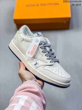 Travis Scott X Fragment Design X Jordan Air Jordan 1 Low Og Sp “Lv联名 灰绿猪八” 多方联名合 - 点击图像关闭