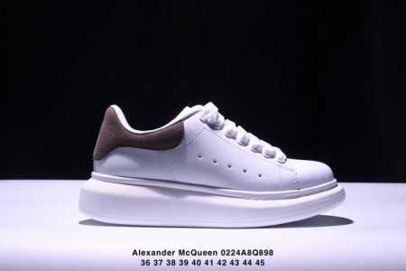 真标意大利高奢品牌Alexander Mcqueen亚历山大 麦昆 Sole Leather Sneakers低帮时装厚底休闲运动小白鞋 货号:553770 W - 点击图像关闭