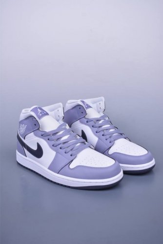 Air Jordan 1 Mid 白紫 天猫贸外客户订单 市面最工高艺 中系帮列 全批Jw新次 原装模原大底 全鞋原厂制定皮料，手感细正腻确折边工艺 完美节细诠