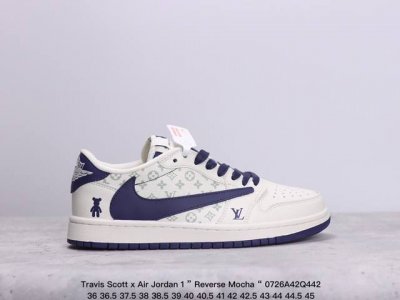 公司级aj1倒勾travis Scott X Air Jordan 1 ” Reverse Mocha “ Aj1乔1 Ts 闪电 联名倒钩 低帮文化篮球鞋 完