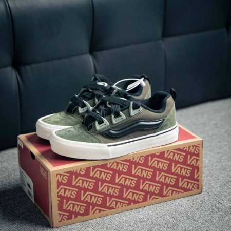 Vans范斯官方 Knu Skool DR白色 灰棕 复古绿宽鞋带牛筋底面包鞋 尺码：35 36 36.5 37 38 38.5 39 40 40.5 41 4 - 点击图像关闭