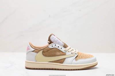 公司级aj1倒勾travis Scott X Air Jordan 1 ” Reverse Mocha “ Aj1乔1 Ts 闪电 联名倒钩 低帮文化篮球鞋 完