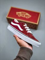 余文乐同款 Vans Sk8-Low 酒红爆款来了 vans范斯Sk8-Low 2025夏季新款复古酒红低帮情侣运动休闲帆布鞋滑板鞋 尺码 35-44 半