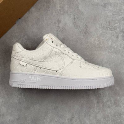 本地 核心私 Nike Air Force 1 '07 Low X Lv Trainer Sneaker 联名 白色印花白钩 空军一号 低帮运动休闲鞋 折边针车