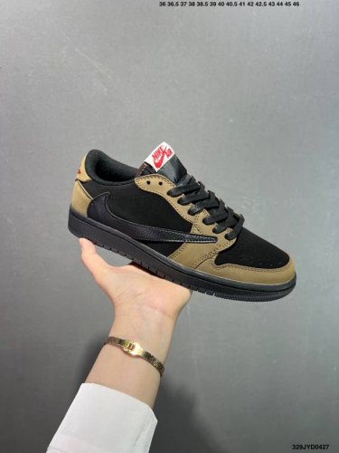 公司级Aj1倒勾Travis Scott X Air Jordan 1 ” Reverse Mocha “ Aj1乔1 Ts 闪电 联名倒钩 低帮文化篮球鞋 完