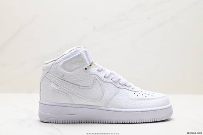 公司级lv X Air Force 1 High联名白橙印花 原楦头原纸板 打造纯正空军版型 专注外贸渠道 全掌内置蜂窝气垫 原盒配件 原厂中底钢印 拉帮完美