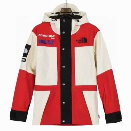 渠道优势，支持代发！ 外货保真版：北面 红色 Tnf 北面23Ss Sup联名机车拼色连帽冲锋衣男女同款 尺码：Xs-S-M-L-Xl-Xxl - 点击图像关闭
