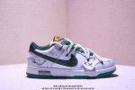 绑绳Off-White解构风定制，耐克Nike Sb Dunk Low”Milk White Pink Smile“扣篮系列低帮休闲运动滑板板鞋 采用软质荔枝纹