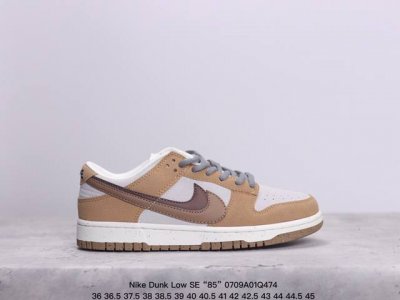 Nike Dunk Low Se “85” 双勾 Nike推出特别版dunk Low企划。此款nike Dunk Low采用灰色面革材质，鞋身左右侧均配有皮革质