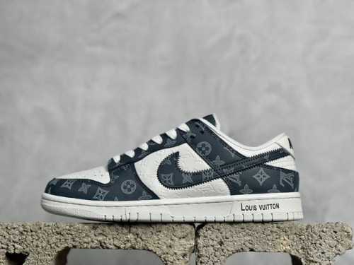 Nk Sb Dunk Low Lv联名-深蓝印花 周年高端定制 低帮休闲板鞋 Dq1098-363 #定制鞋盒 大厂纯原品质出货 超高清洁度 皮料切割干净无任何