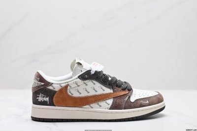 公司级Aj1倒勾Travis Scott X Air Jordan 1 ” Reverse Mocha “ Aj1乔1 Ts 闪电 联名倒钩 低帮文化篮球鞋 完