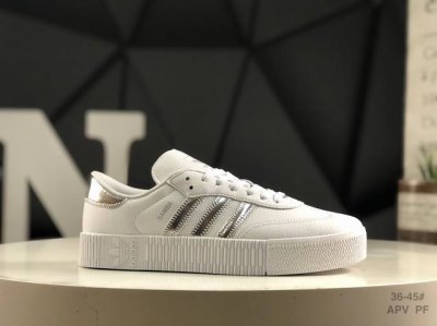 100 Adidas/阿迪达斯 原装纸版开发楦型，阿迪达斯 三叶草Adidas Originals Samba Rose W桑巴系列松糕百搭经典板鞋“白银标白底