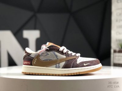 公司级带半码 耐克 Aj1倒勾Travis Scott X Air Jordan 1 ” Reverse Mocha “ Aj1乔1 Ts 闪电 联名倒钩 低帮