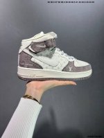 公司级nike Air Force 1 ‘07 Low “Lv联名 灰蓝猪八印花”空军一号 中帮 运动鞋 休闲鞋 折边针车 工艺难度大 原楦头原纸板 原装鞋盒